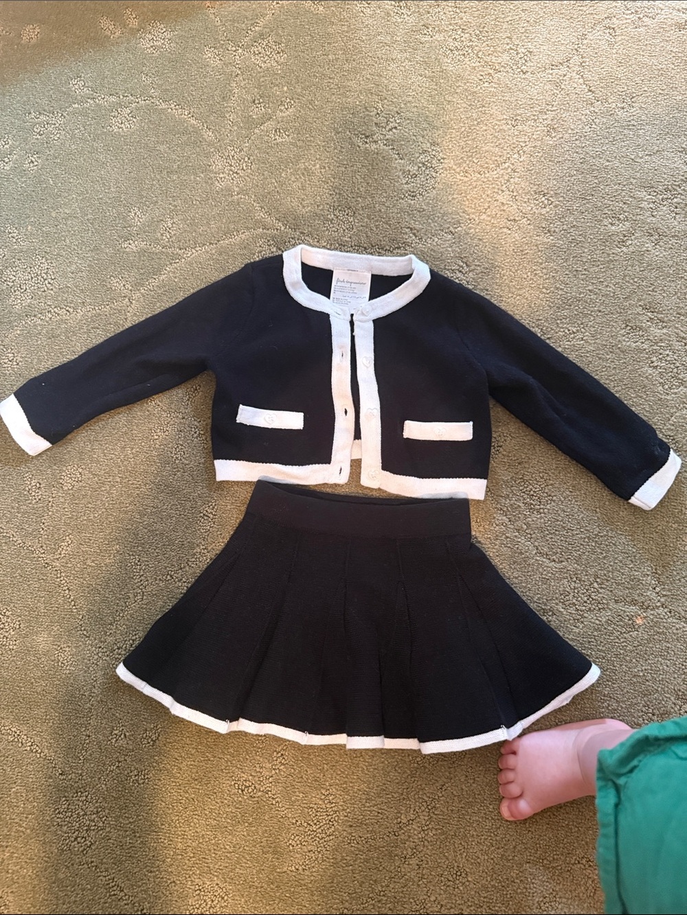 First Impressions Black and White Knit Cardigan Set